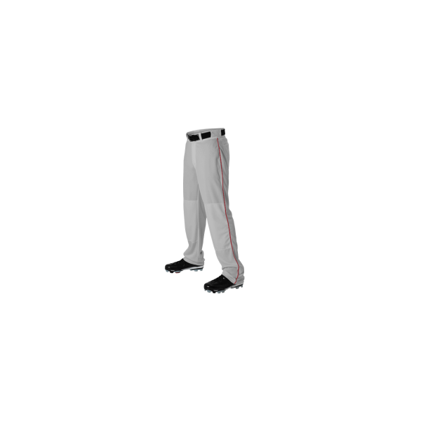Adult Baseball Pants Grey with Red Piping